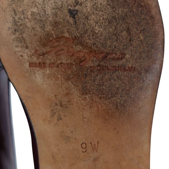 Vintage Bragano Cole Haan Italy Burgundy Leather Dress Shoe Men 9 Tassel Loafers - Picture 11 of 12